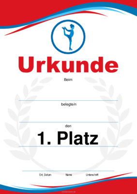 Urkunde Eistanzen, Damen (Blau, Rot) 4 würdevolle Sporturkunden für Eistanzen, Damen (Blau, Rot). Platz 1, 2, 3 und Blanko.
