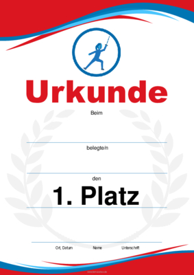 Urkunde Fechten, Damen (Blau, Rot) 4 würdevolle Sporturkunden für Fechten, Damen (Blau, Rot). Platz 1, 2, 3 und ...