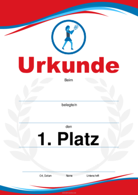 Urkunden Sportarten: Urkunde Federball, Damen (Blau, Rot). PDF Datei