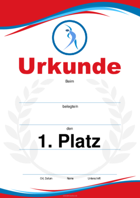 Urkunde Gymnastik (Blau, Rot) 4 würdevolle Sporturkunden für Gymnastik (Rot, Blau). Platz 1, 2, 3 und Leerurkunde.