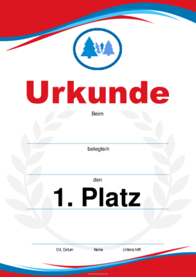 4 würdevolle Sporturkunden für Urkunde Outdoor, Wald (Blau, Rot) als PDF Datei