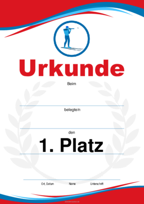 Urkunden Sportarten: Urkunde Ski, Biathlon (Blau, Rot). PDF Datei