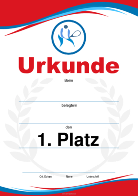 Urkunden Sportarten: Urkunde Tennis, Spieler (Blau, Rot). PDF Datei