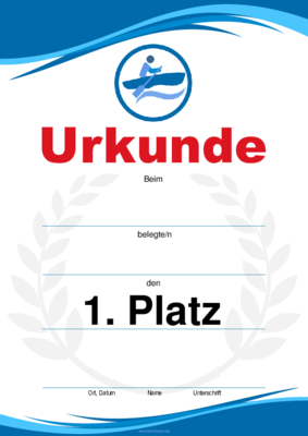 Urkunde Rudern (Blau) 4 hochwertige Sporturkunden für Rudern. Platz 1, 2, 3 und Leerurkunde.