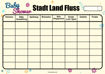 Spiele: Stadt Land Fluss, Babyparty. PDF Datei