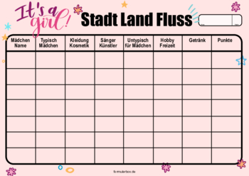 Spiele: Stadt Land Fluss, It's a Girl. PDF Datei