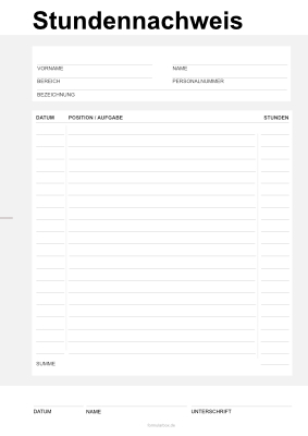 Organisieren, Planen: Stundennachweis. PDF Datei