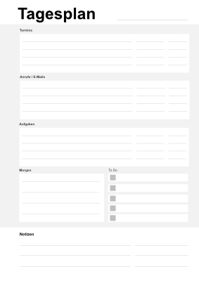 Organisieren, Planen: Tagesplan, Termine, Anrufe, Aufgaben. PDF Datei