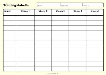 Fitness, Gesundheit: Trainingstabelle, Gelb. PDF Datei