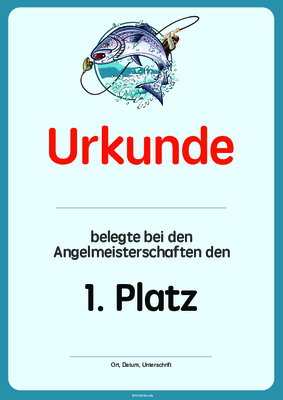 Urkunden Sportarten: Urkunde Angeln, Angelmeisterschaft. PDF Datei