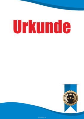 Urkunde mit Siegel (Blau) Blaue Blanko-Urkunde, leere Urkunde mit Siegel, Siegelurkunde.