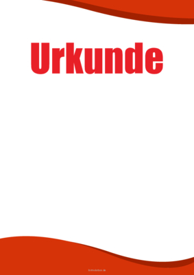 Urkunde mit Wellen (Rot) Rote Blanko-Urkunde, leere Urkunde mit Wellen. Vorlage für eine rote Urkunde im DIN-A4 Hochformat.