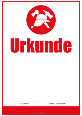 Urkunden Ehrung: Feuerwehr-Urkunde, Logo rund, Rot. PDF Datei