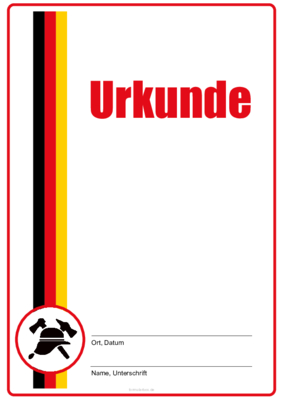 Feuerwehr-Urkunde mit Band Blanko Feuerwehrurkunde mit Band und Logo. Vorlage für eine Urkunde im DIN-A4 Hochformat.