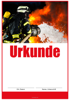 Urkunden Ehrung: Feuerwehr-Urkunde mit Foto (Brand). PDF Datei