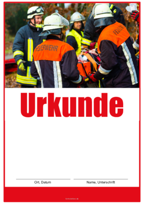 Urkunden Ehrung: Feuerwehr-Urkunde mit Foto. PDF Datei