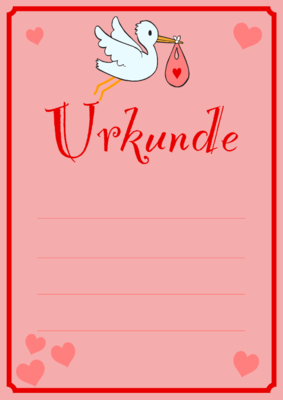 Urkunden Kinder: Urkunde Geburt eines Kindes, Rot (Blanko). PDF Datei