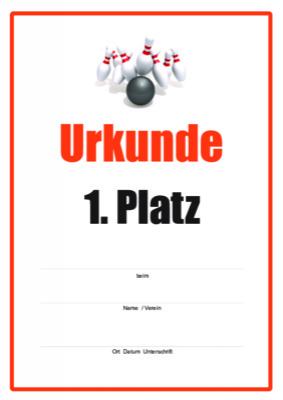 Urkunden Sportarten: Urkunde Kegeln (Rot). PDF Datei