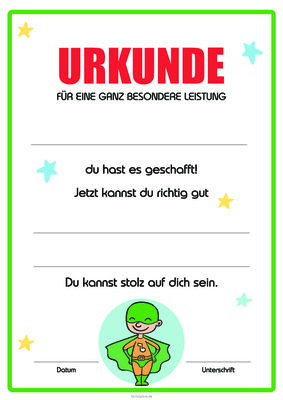 Urkunden Kinder: Kinder Urkunde für besondere Leistung, Superheld. PDF Datei