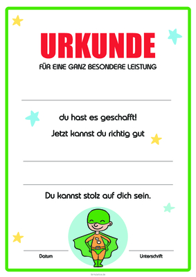 Kinderurkunde für eine besondere Leistung, Superheld. Kinder Urkunde für besondere Leistung, Superheld als PDF Datei