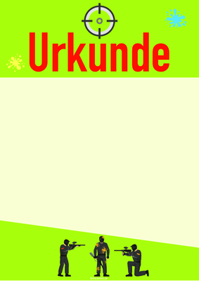 Urkunde Paintball, Grün (Blanko) Blanko Paintball-Urkunde, grüne Blanko-Urkunde Softair. Urkunde im DIN-A4 Hochformat zum Ausdrucken.
