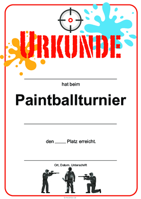 Urkunden Sportarten: Urkunde Paintball, Rot II. PDF Datei