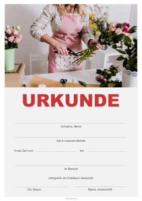 Urkunden Praktikum: Praktikumsurkunde Florist. PDF Datei