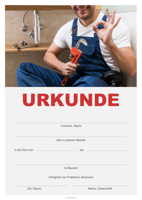 Urkunden Praktikum: Praktikumsurkunde Handwerk. PDF Datei