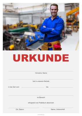 Urkunden Praktikum: Praktikumsurkunde Industrie. PDF Datei