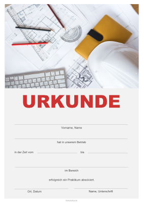 Praktikumsurkunde Architektur Urkunde für Praktika im Architekturbüro. Praktikumsnachweis im DIN-A4 ...
