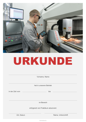Urkunden Praktikum: Praktikumsurkunde Maschinenbau. PDF Datei