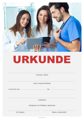 Urkunden Praktikum: Praktikumsurkunde Medizin. PDF Datei
