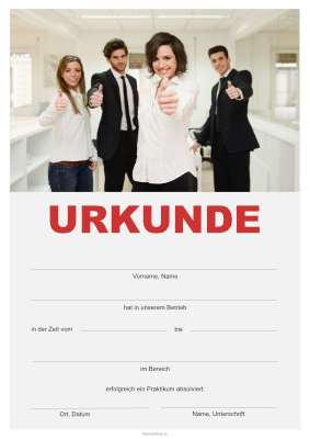 Urkunden Praktikum: Praktikumsurkunde Office. PDF Datei