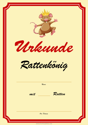 Urkunden Sportarten: Urkunde Rattenkönig, Rot. PDF Datei