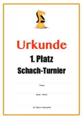 Urkunde Schach-Turnier, Pferd 3 Urkunden Schach-Turnier mit Pferd. 3 Siegerurkunden für Platz 1 bis 3 für Schachturnier.