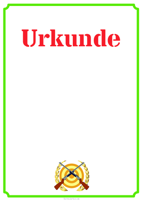 Urkunden Sportarten: Urkunde Sportschießen, Blanko, Grün. PDF Datei