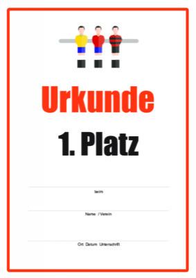 Urkunden Sportarten: Urkunde Kicker, Tischfußball. PDF Datei