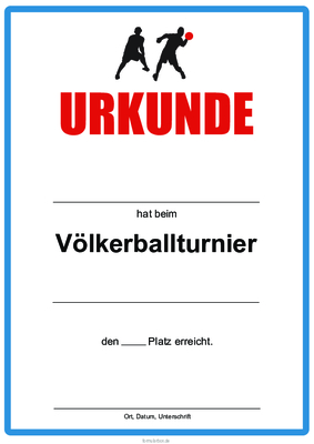 Urkunden Sportarten: Urkunde Völkerball, Blau. PDF Datei