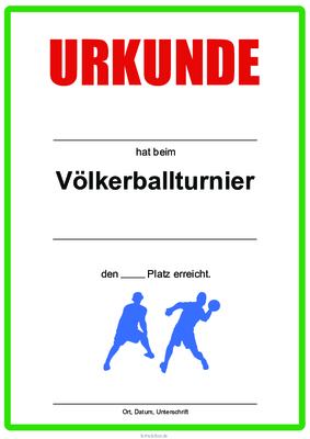 Urkunden Sportarten: Urkunde Völkerball, Grün. PDF Datei