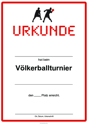 Urkunden Sportarten: Urkunde Völkerball, Rot. PDF Datei