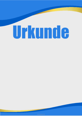 Urkunde blaue Welle Blaue Blanko-Urkunde, leere Urkunde mit blauer Welle. Urkundenvorlage im DIN-A4 Hochformat zum Ausdrucken.