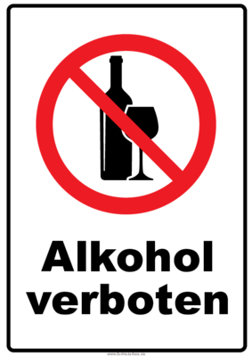 Schilder, Tafeln: Verbotsschild Alkohol verboten. PDF Datei