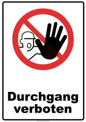Schilder, Tafeln: Verbotsschild Durchgang verboten I. PDF Datei
