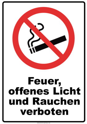 Aufkleber Verbotsschild Feuer offenes Licht und Rauchen verboten 15 cm Sticker 