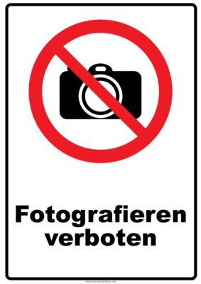 Schilder, Tafeln: Verbotsschild Fotografieren verboten. PDF Datei