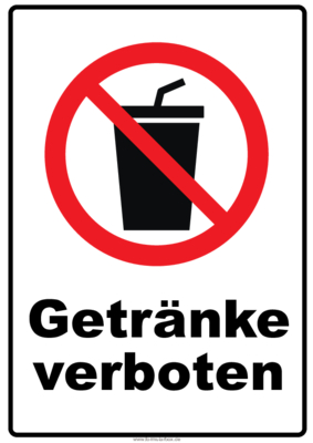 Schilder, Tafeln: Verbotsschild Getränke verboten. PDF Datei