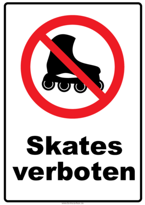 Schilder, Tafeln: Verbotsschild Skaten verboten. PDF Datei
