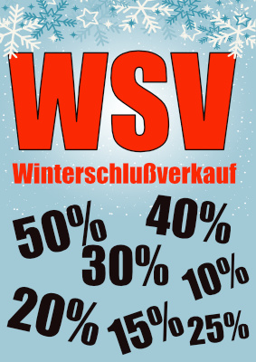 WSV-Plakat: 'WSV - Winterschlußverkauf' in Blau, Werbeschild für den Handel. DIN A1 bis DIN A4. Plakat 'WSV - Blau' - XXL-Plakat als PDF Datei