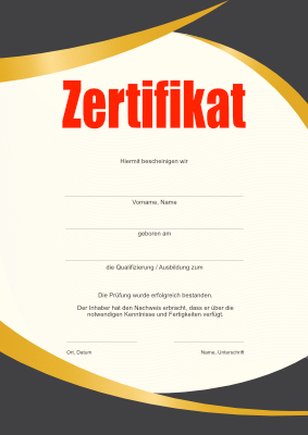 Diplome, Zertifikate: Zertifikat, modern in Braun und Gold. PDF Datei