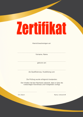 Zertifikat, modern in Braun und Gold Modernes Zertifikat in Braun und Gold. Für Ausbildung und Qualifizierung.